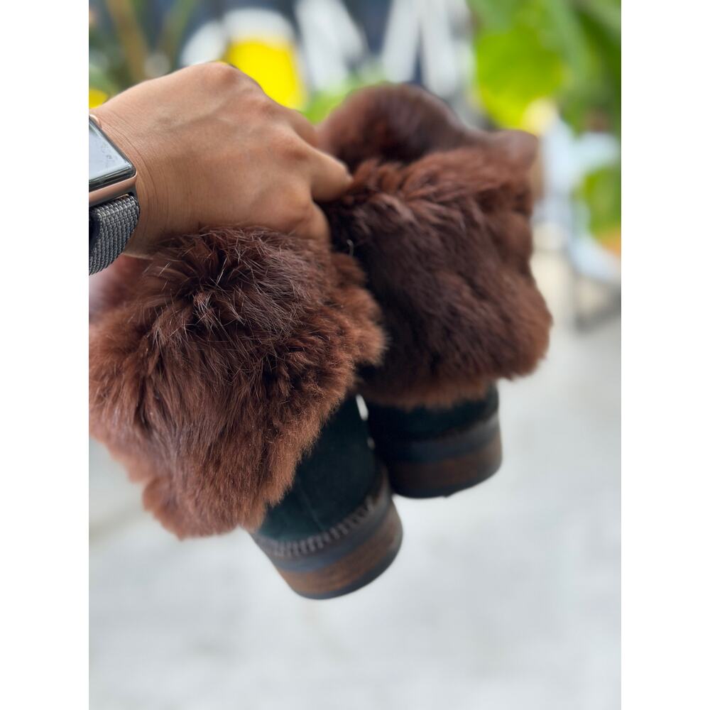 Vicini Italy Women’s EU 37.5 | US 7.5 Green Suede Fur Lined Lace Up Winter Boots - Picture 10 of 13